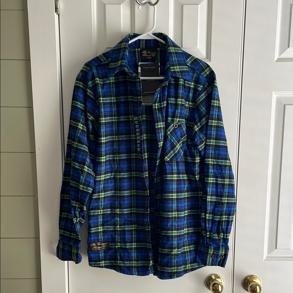 Blue and Green Plaid Casual Button Down Shirt